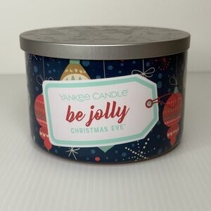 Yankee Candle 3 Wick Christmas Eve Red Be Jolly Holiday New 18oz Blue Ornament